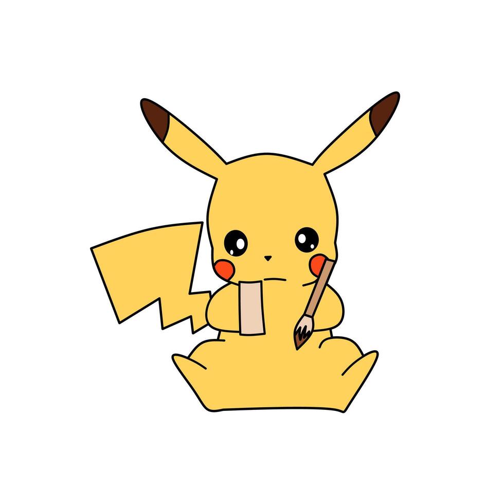Pokémon personagem Pikachu escrever em papel vetor