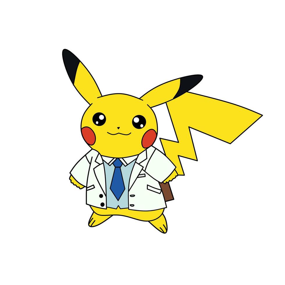 Pokémon personagem Pikachu médico traje vetor