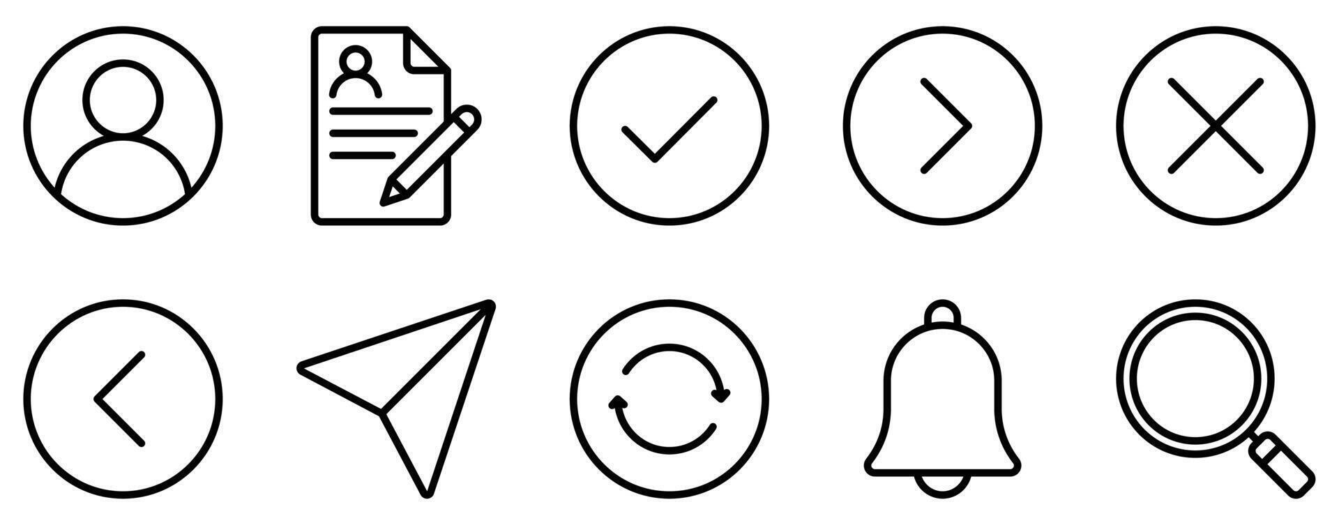 rede botões ícone linha estilo conjunto coleção vetor
