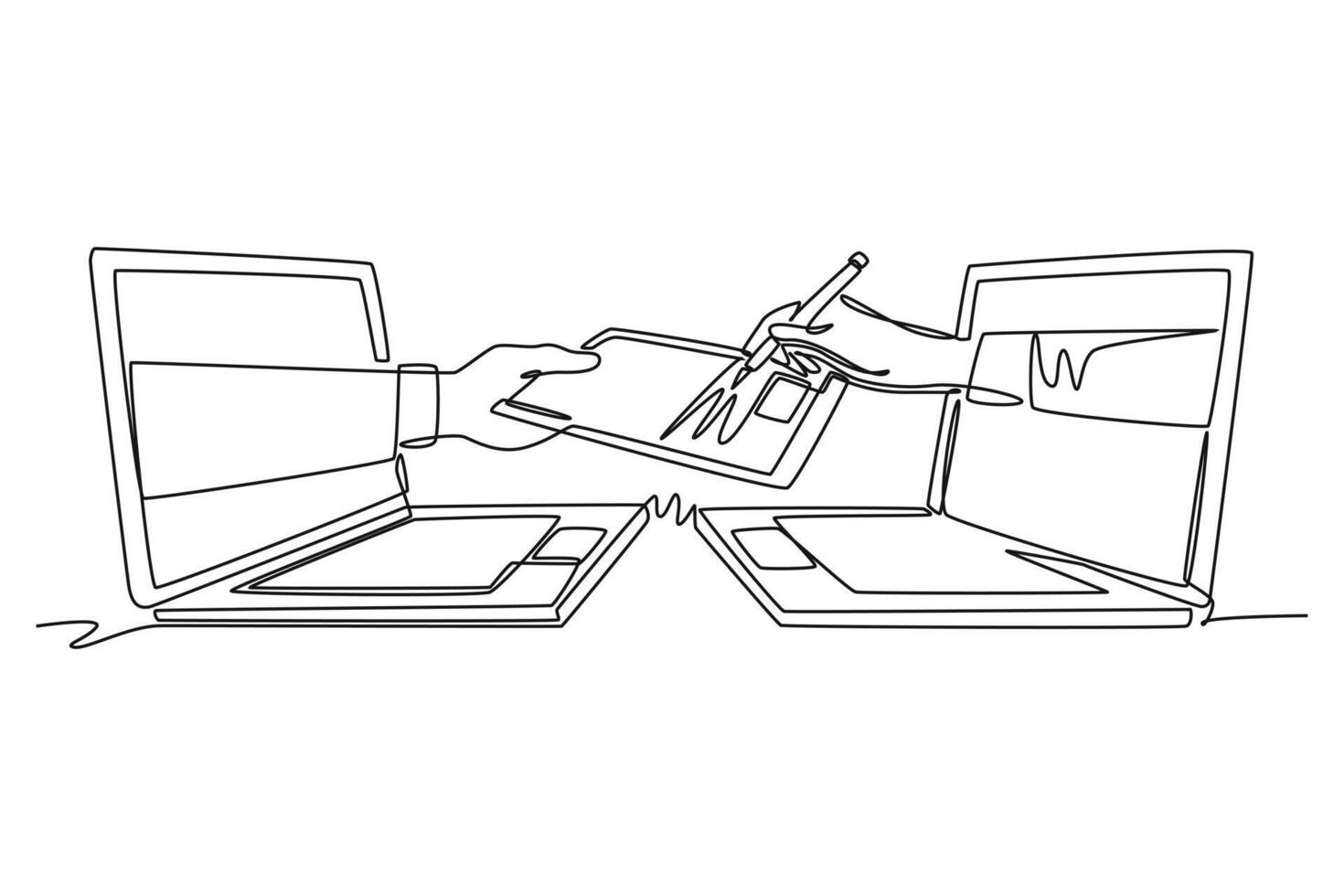 contínuo 1 linha desenhando trabalho procurar, recrutamento, contratação conceito. rabisco ilustração. vetor