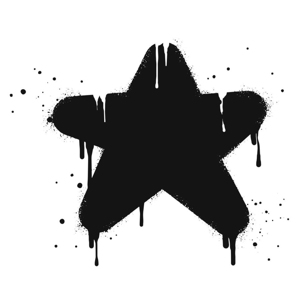 spray pintado grafite Estrela placa dentro Preto sobre branco. Estrela gotejamento símbolo. isolado em branco fundo. ilustração vetor