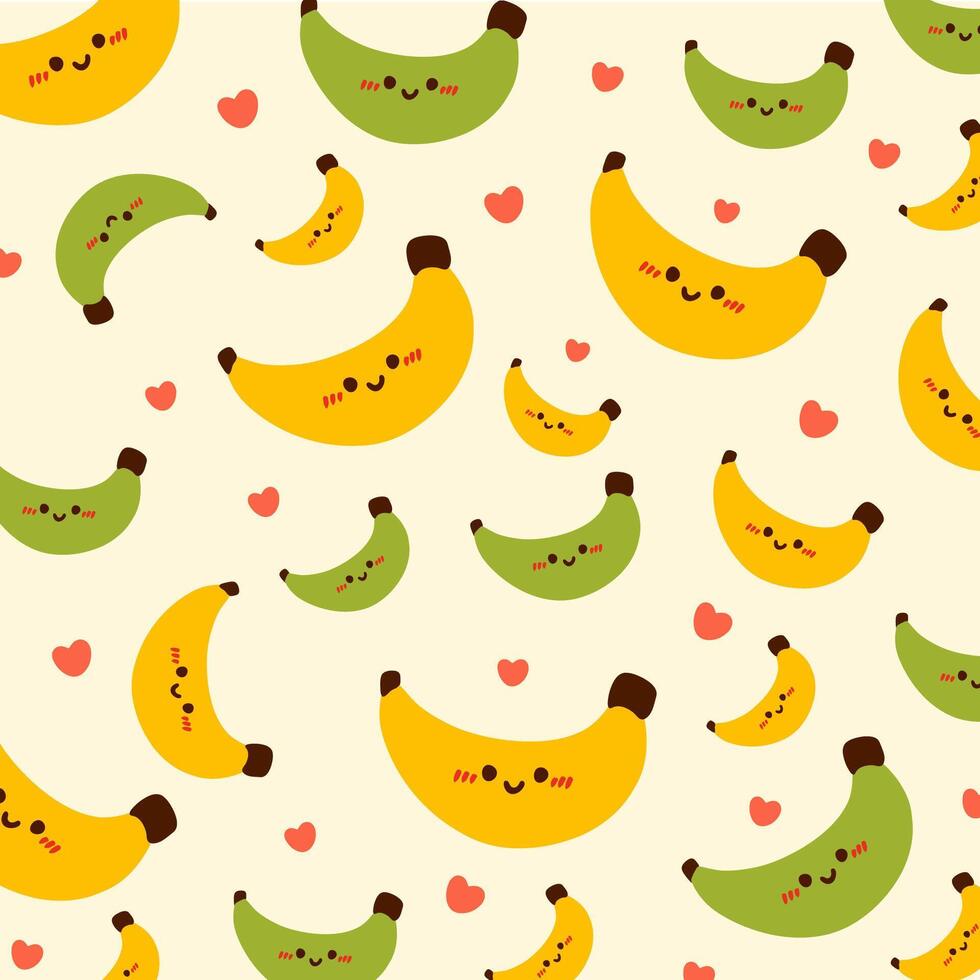 kawaii fofa padronizar com banana em amarelo fundo. vetor