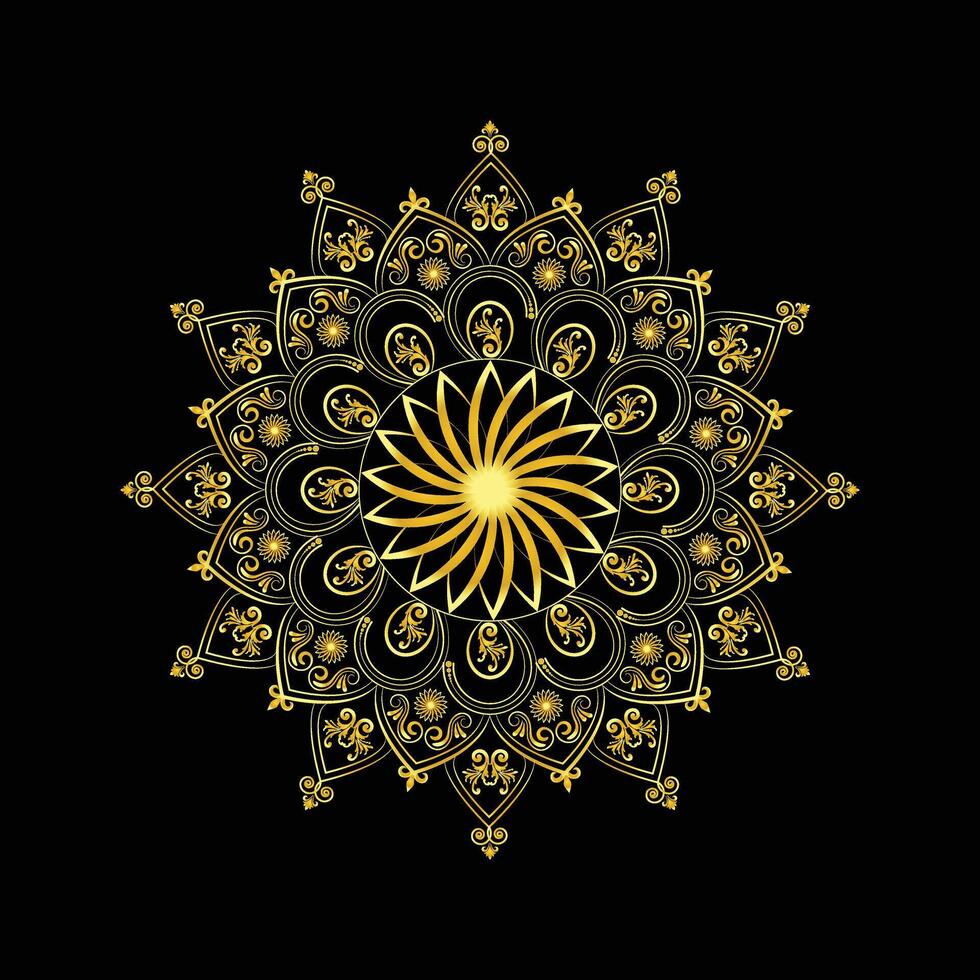 dourado gradiente mandala fundo vetor