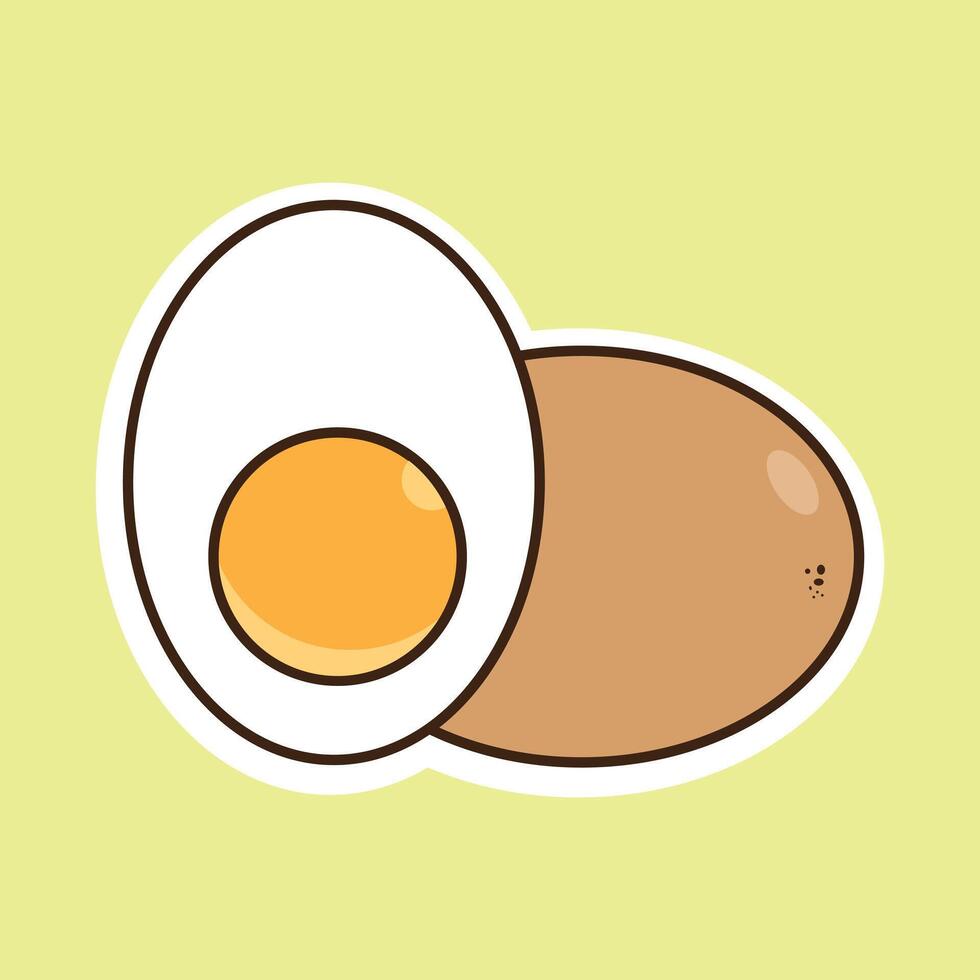 ovo dentro Concha e cozido ovo ícones desenho animado estilo vetor