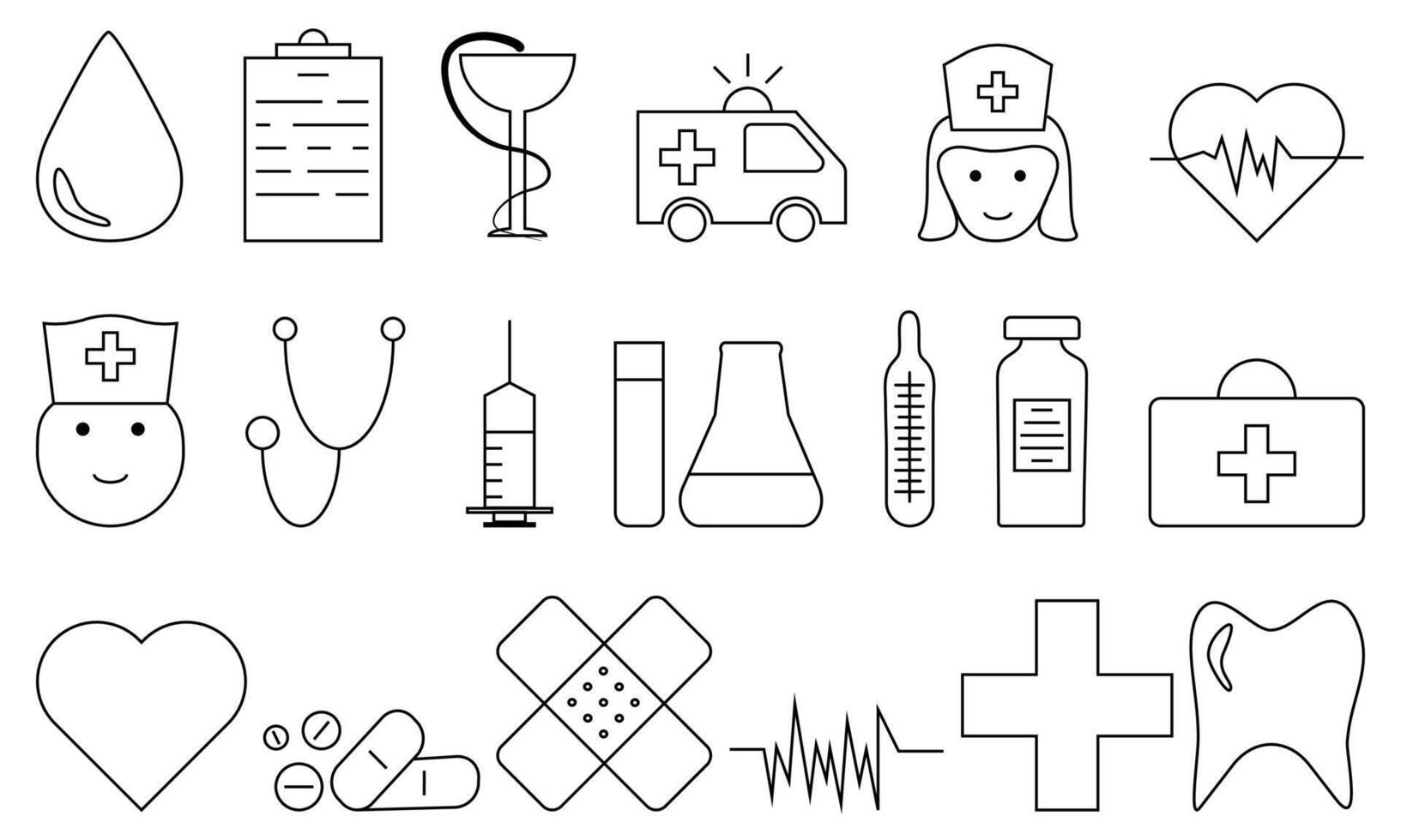 conjunto do ícones com medicação, Ferramentas e equipamento vetor