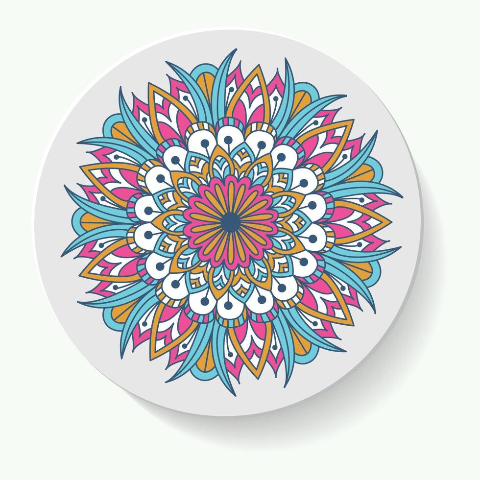 decorativo prato com volta enfeite dentro étnico estilo. mandala circular abstrato floral padronizar. moda fundo com ornamentado prato. vetor