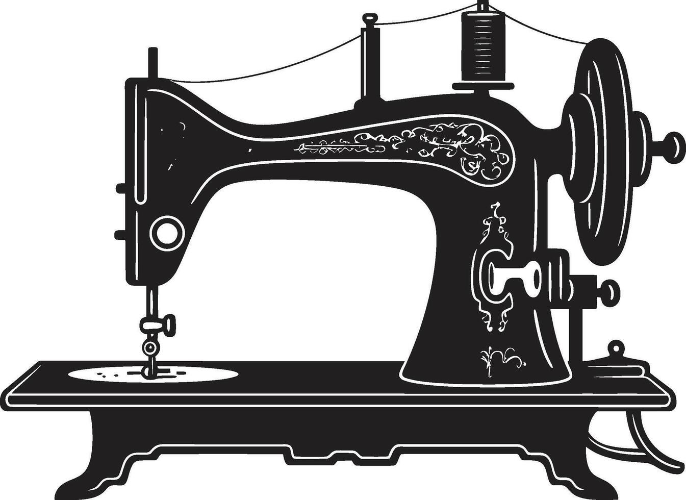 monocromático criador elegante para Preto de costura máquina costura essência Preto para lustroso de costura máquina vetor