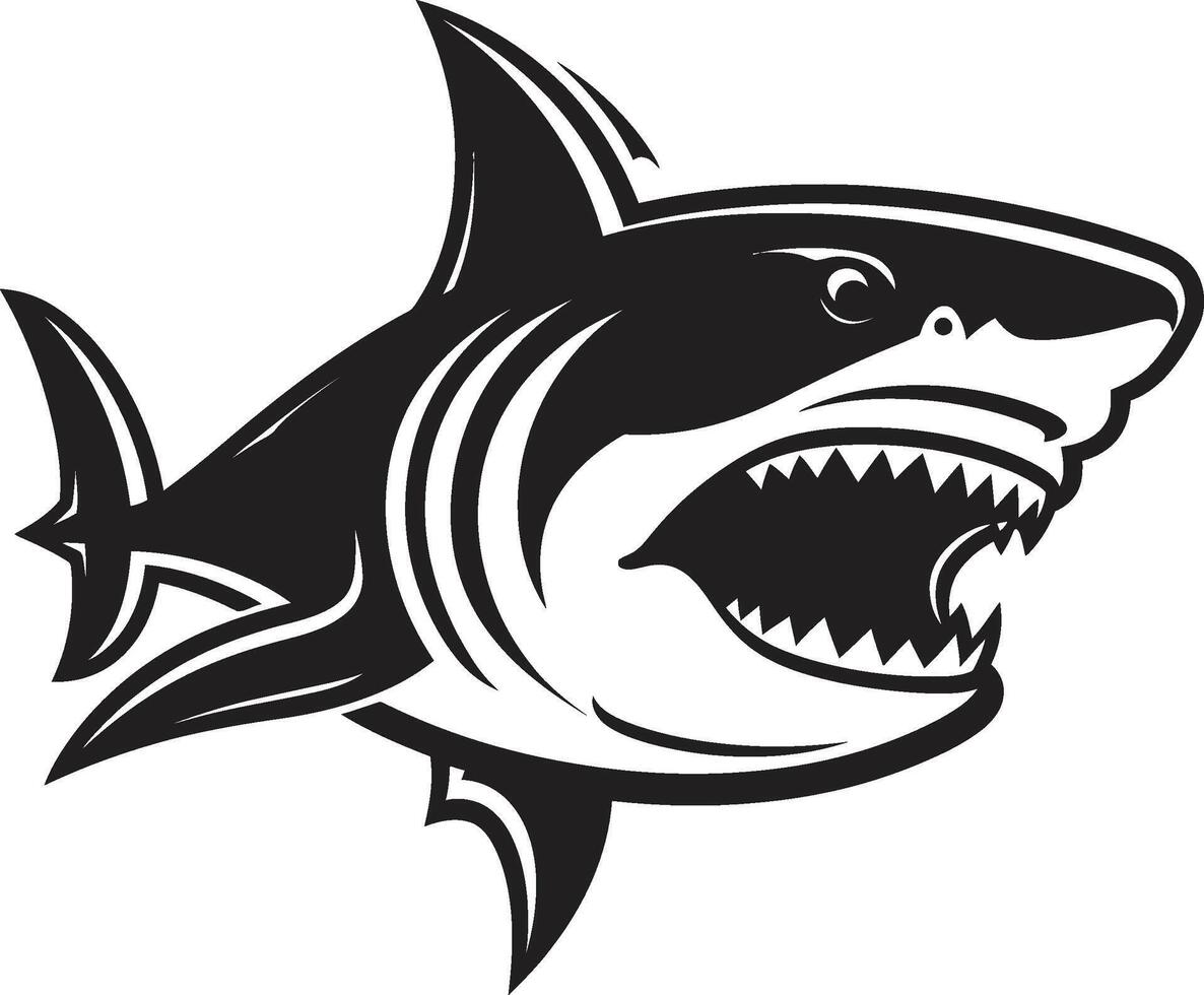 oceânico vigilância Preto ic Tubarão emblema silencioso caçador elegante para Preto Tubarão vetor