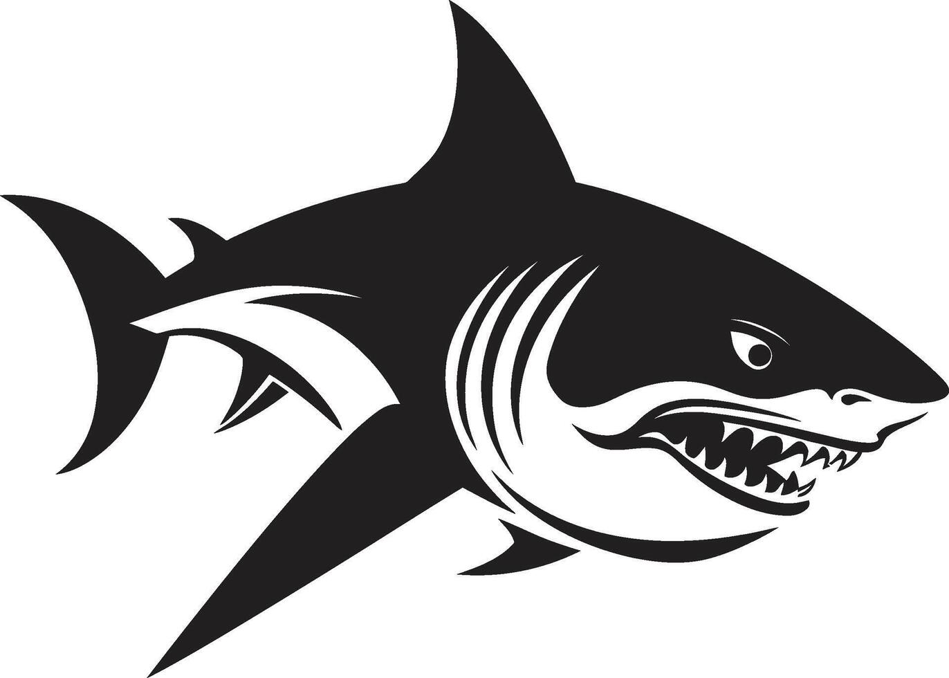 majestoso predador elegante Tubarão feroz barbatana Preto para ic Tubarão emblema vetor