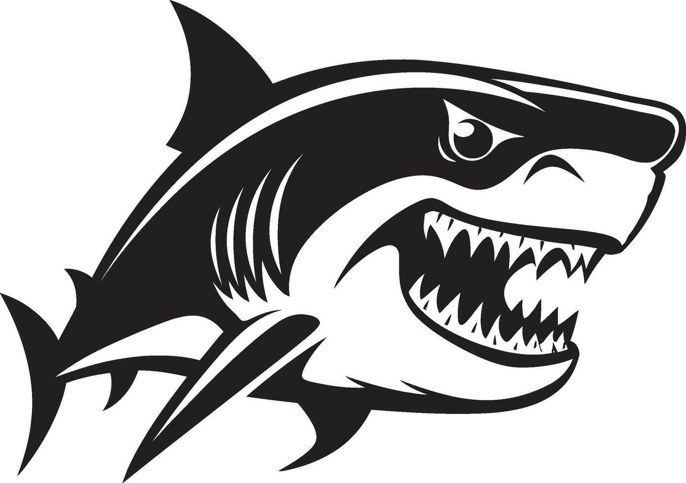 lustroso predador Preto para dinâmico Tubarão oceânico vigilância Preto ic Tubarão emblema vetor