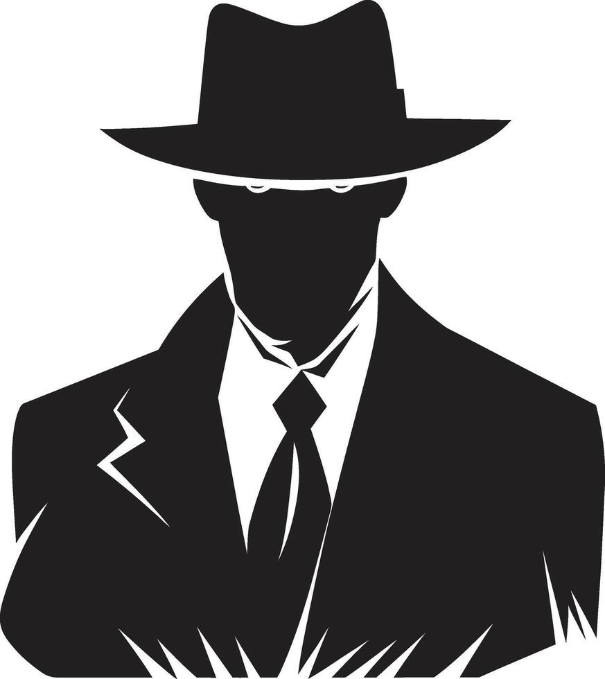 Criminoso costura terno e chapéu mafioso magnificência emblema do máfia elegância vetor