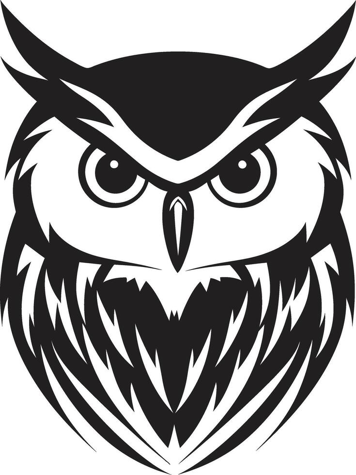 místico noturno intrincado Preto ícone com elegante coruja Projeto noite visão noir inspirado logotipo para uma cativante Veja vetor