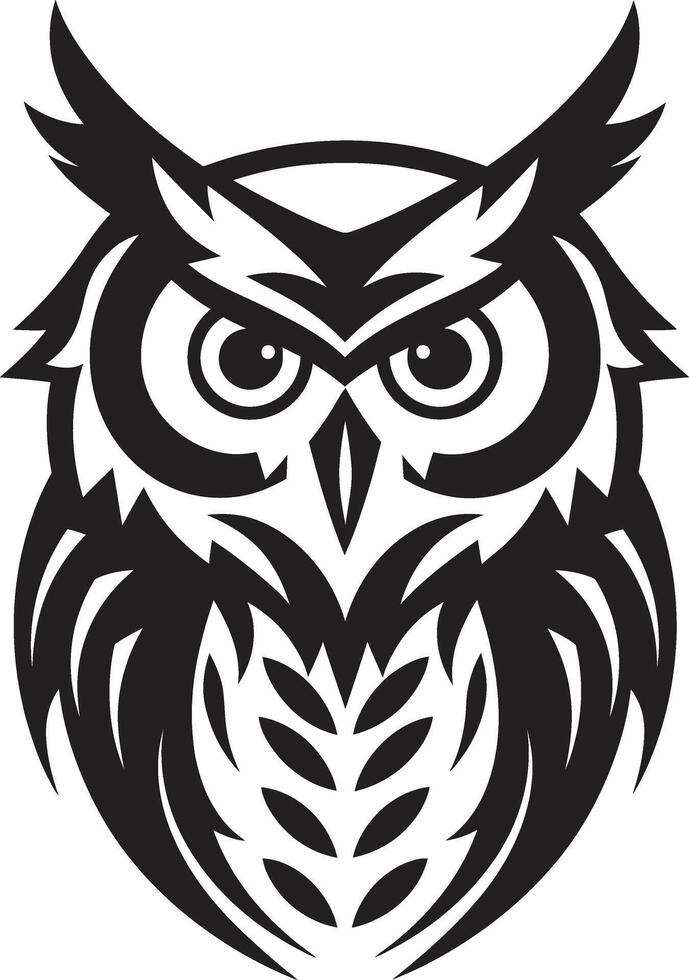 enluarada coruja gráfico à moda Preto ilustração com elegante coruja Projeto Águia olhos discernimento elegante arte com noir coruja emblema vetor