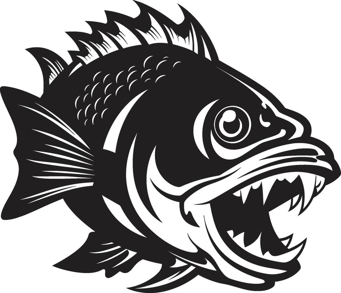feroz barbatanas ícone elegante ilustração para uma moderno Veja noir piranha ataque Sombrio ícone com intrincado piranha Projeto vetor