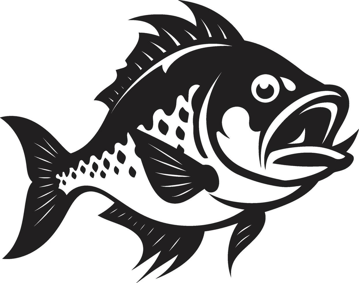 mandíbulas do Perigo elegante Preto logotipo Projeto com lustroso piranha ameaçador predador ícone chique emblema para uma impressionante imagem vetor