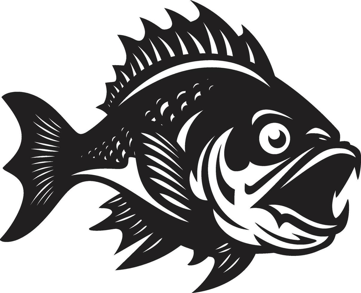 mandíbulas do Perigo elegante Preto logotipo Projeto com lustroso piranha ameaçador predador ícone chique emblema para uma impressionante imagem vetor