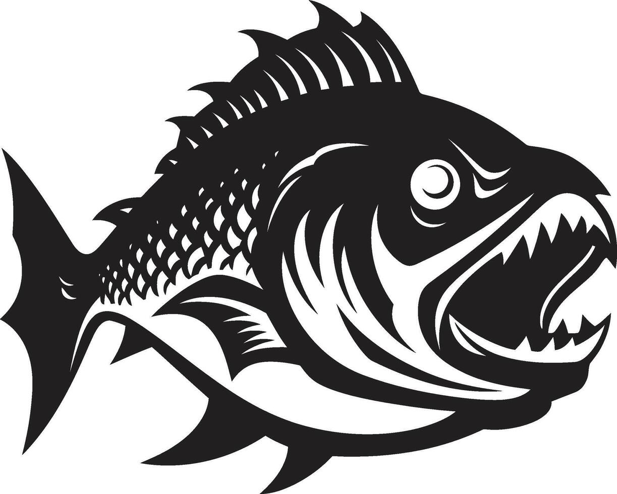 feroz água fera emblema minimalista logotipo dentro noir Preto mandíbulas do Perigo elegante Preto logotipo Projeto com lustroso piranha vetor