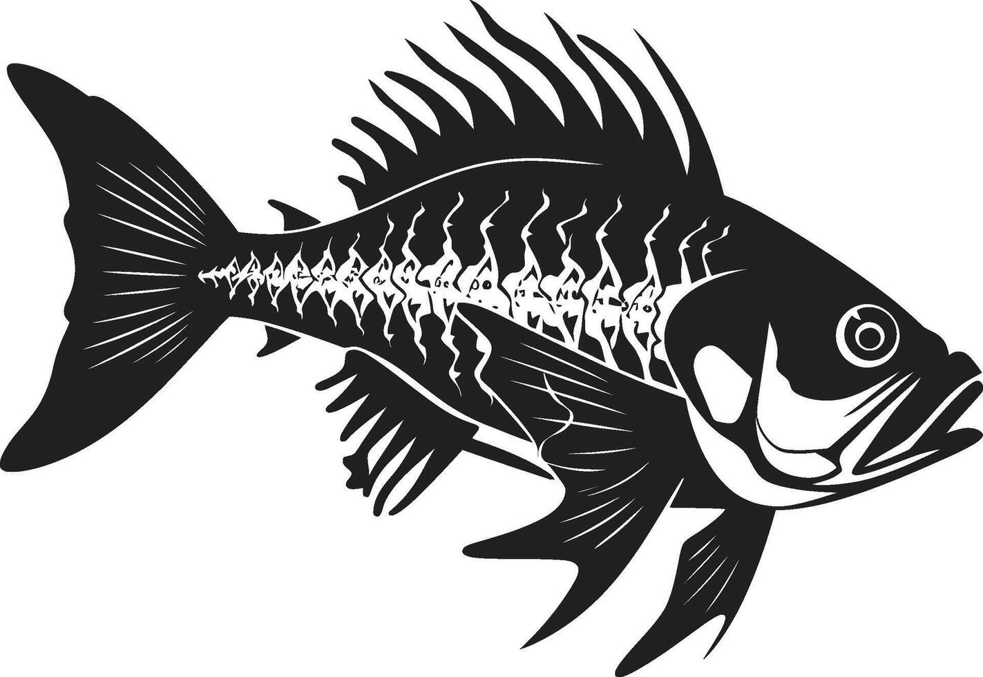 sombrio brânquias glifo elegante Preto ícone Projeto para predador peixe esqueleto selvagem esquelético símbolo Preto logotipo para predador peixe esqueleto vetor