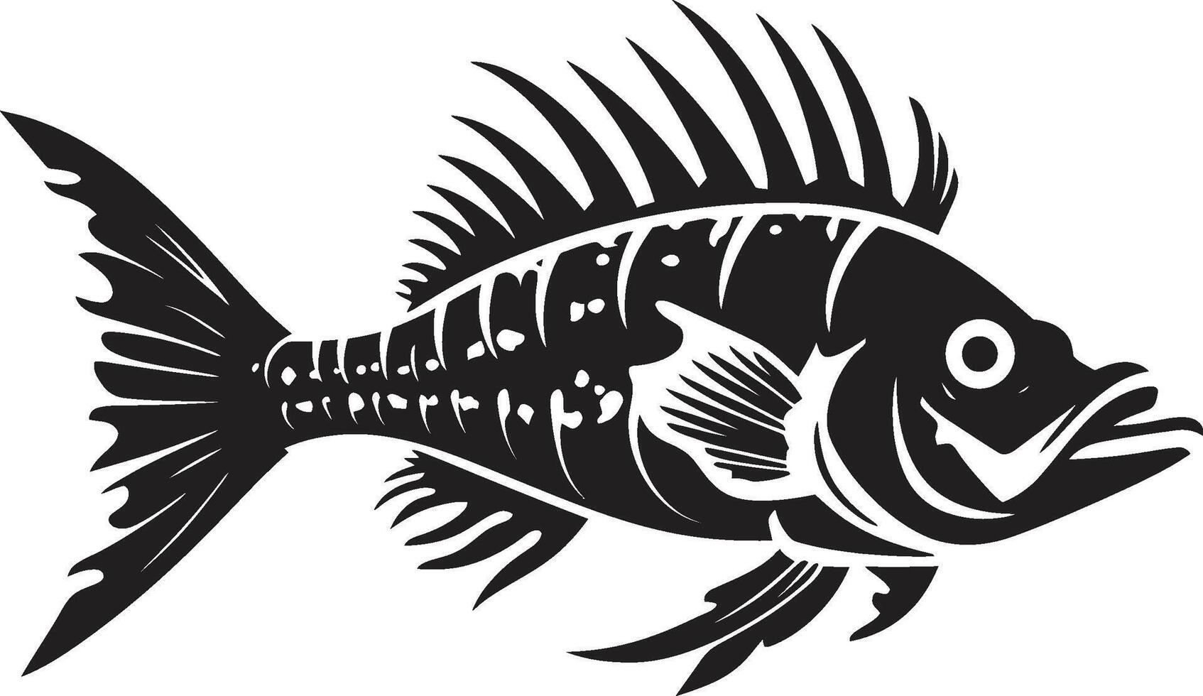 serrilhado espectro símbolo Preto logotipo para predador peixe esqueleto furtividade esqueleto marca elegante Preto ícone para predador peixe esqueleto emblema vetor