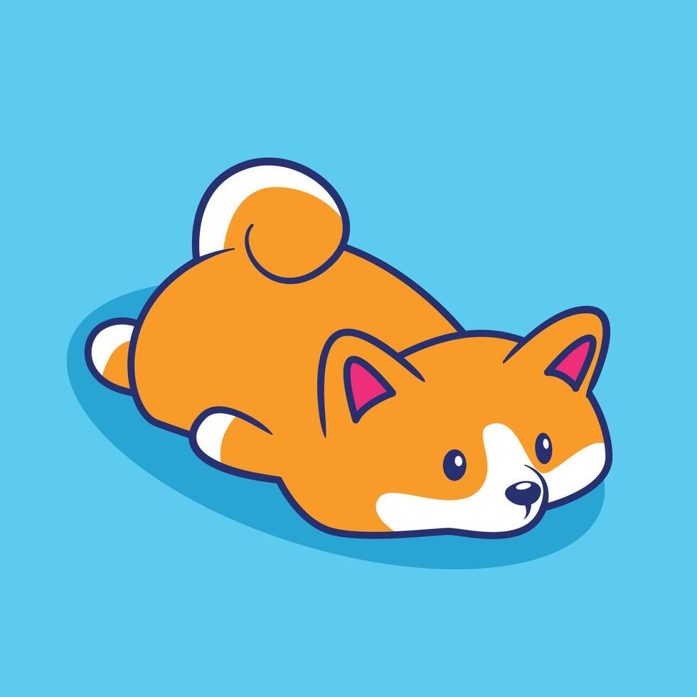 fofa Shiba inu cachorro deitado baixa desenho animado ícone ilustração animal conceito isolado vetor