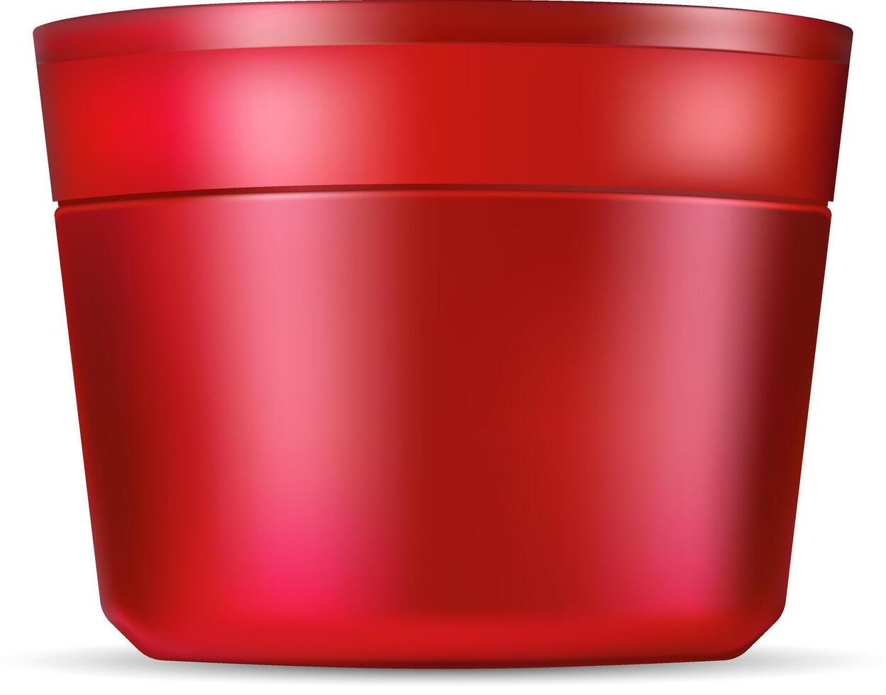 Cosmético jarra brincar para creme, pomada, pó e de outros produtos. foto realista vermelho embalagem modelo com vermelho tampa. frente Visão vetor