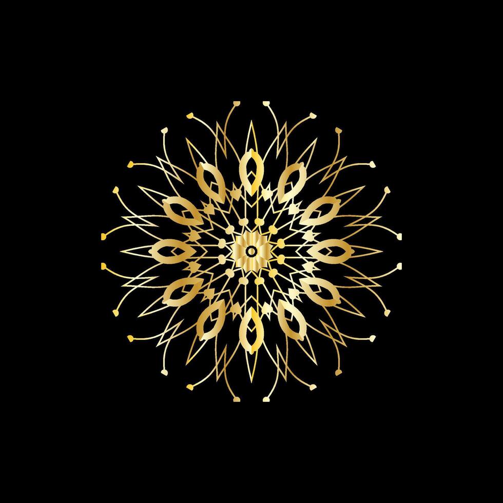 mandala. ouro decorativo elemento. cenário para coloração. abstrato circular enfeite com estilizado folhas vetor
