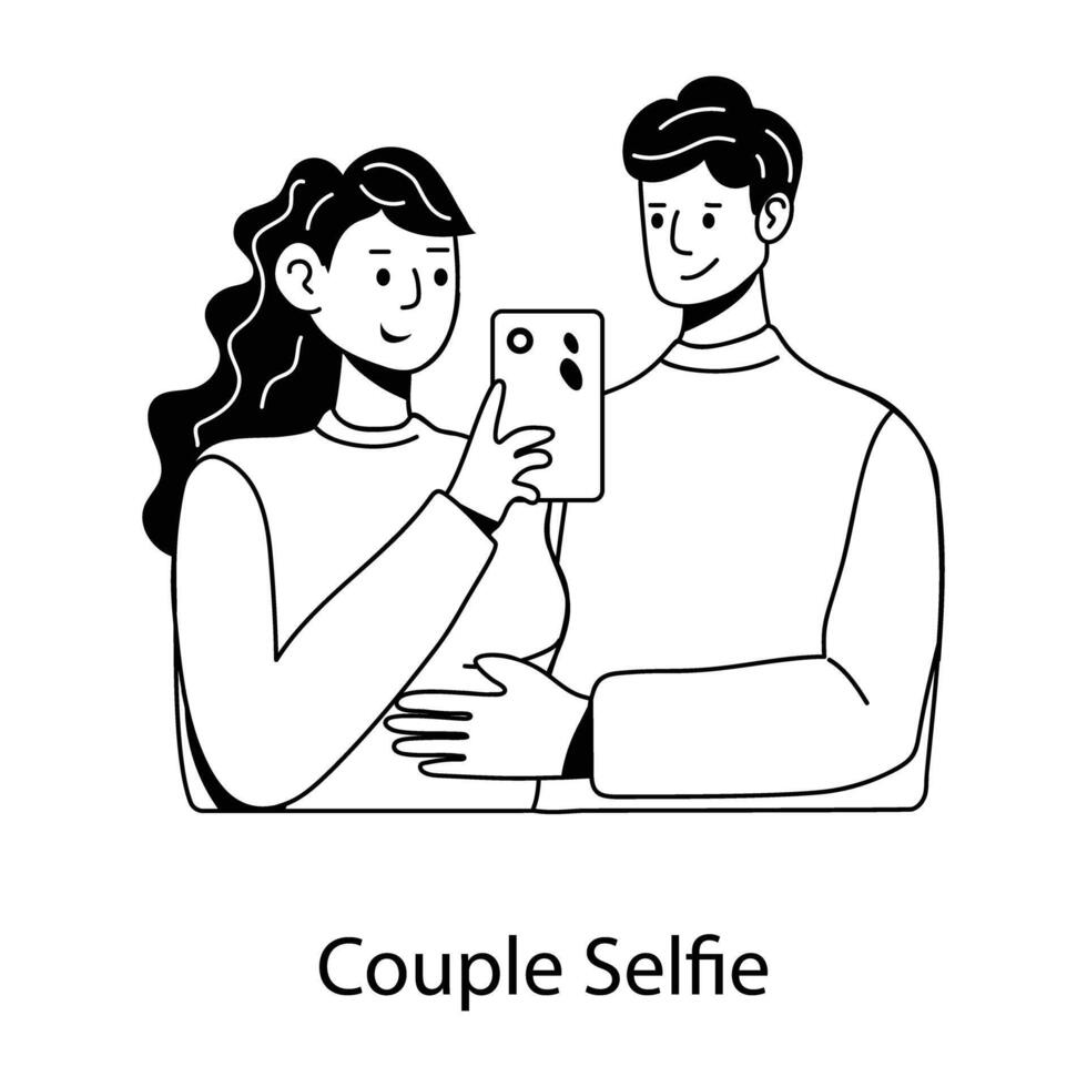 na moda casal selfie vetor