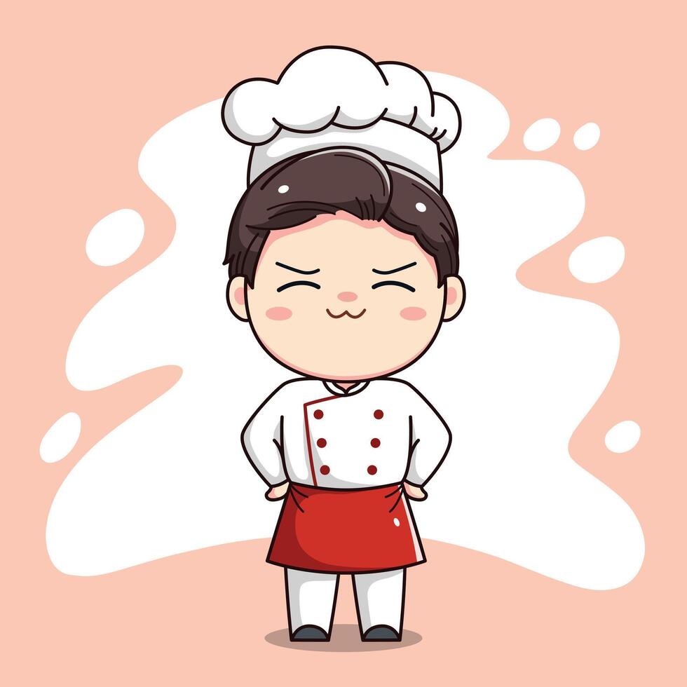 fofa chefe de cozinha Garoto kawaii personagem vetor