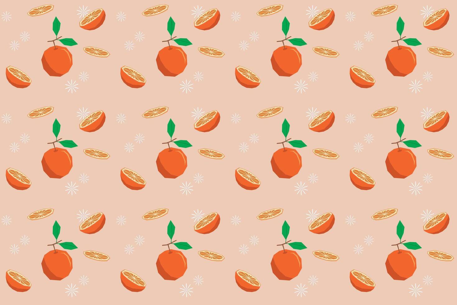 ilustração padrão, recorrente do abstrato laranja fruta com folha em suave laranja fundo. vetor