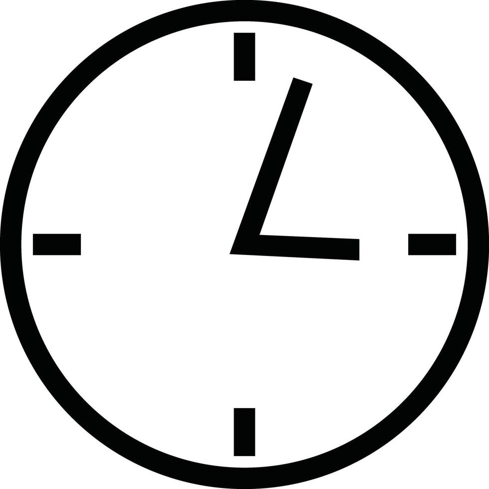 uma Preto e branco relógio com uma branco fundo vetor