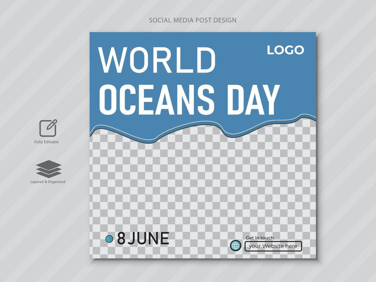 8ª Junho - mundo do oceano dia social meios de comunicação postar vetor