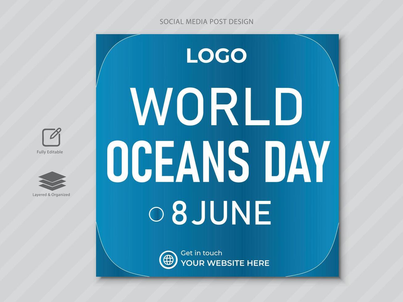 8ª Junho - mundo do oceano dia social meios de comunicação postar vetor