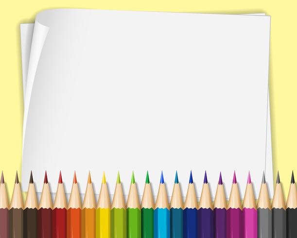 Papel em branco com lápis de cor vetor