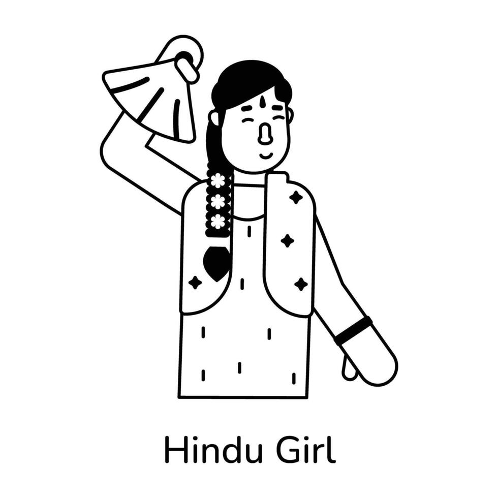 na moda hindu menina vetor