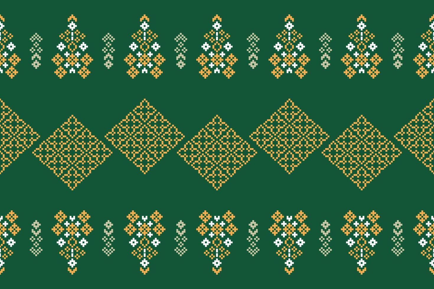 tradicional étnico motivos ikat geométrico tecido padronizar Cruz ponto.ikat bordado étnico oriental pixel verde fundo. abstrato, ilustração. textura, lenço, decoração, papel de parede. vetor