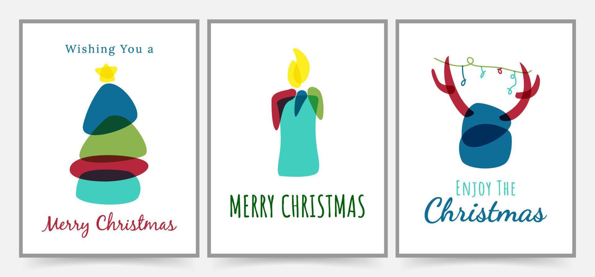cartões simples de feliz Natal, planos de fundo, cartazes e design da capa. ilustração de modelo de banners e convites de férias. cartão de natal com formato moderno e minimalista vetor
