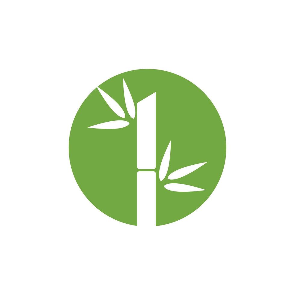 bambu logotipo com verde folha ícone modelo vetor