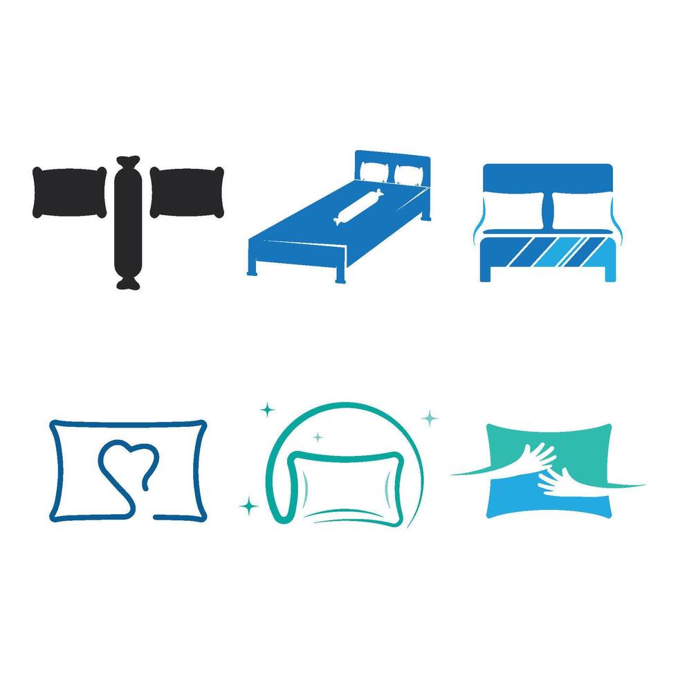 cama e travesseiro logotipo ilustração Projeto vetor