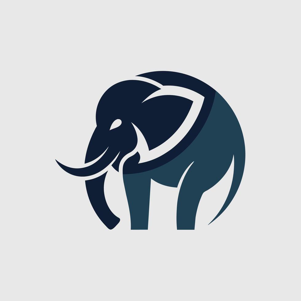 a elefante com uma grandes presa em pé dentro a Centro do uma círculo, crio uma minimalista logotipo com uma sutil aceno com a cabeça para a força e graça do a elefante vetor