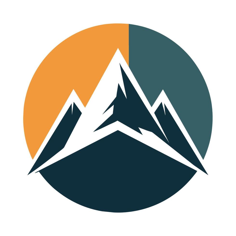 uma montanha pico retratado dentro uma circular forma, uma simplista ícone do uma montanha pico transmitindo força e determinação vetor