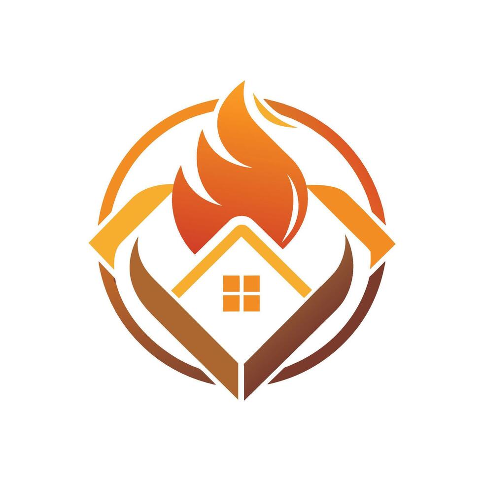 uma casa queimando ferozmente com fogo enfurecido dentro, desenvolve uma polido ícone refletindo a idéia do hospitalidade e calor vetor