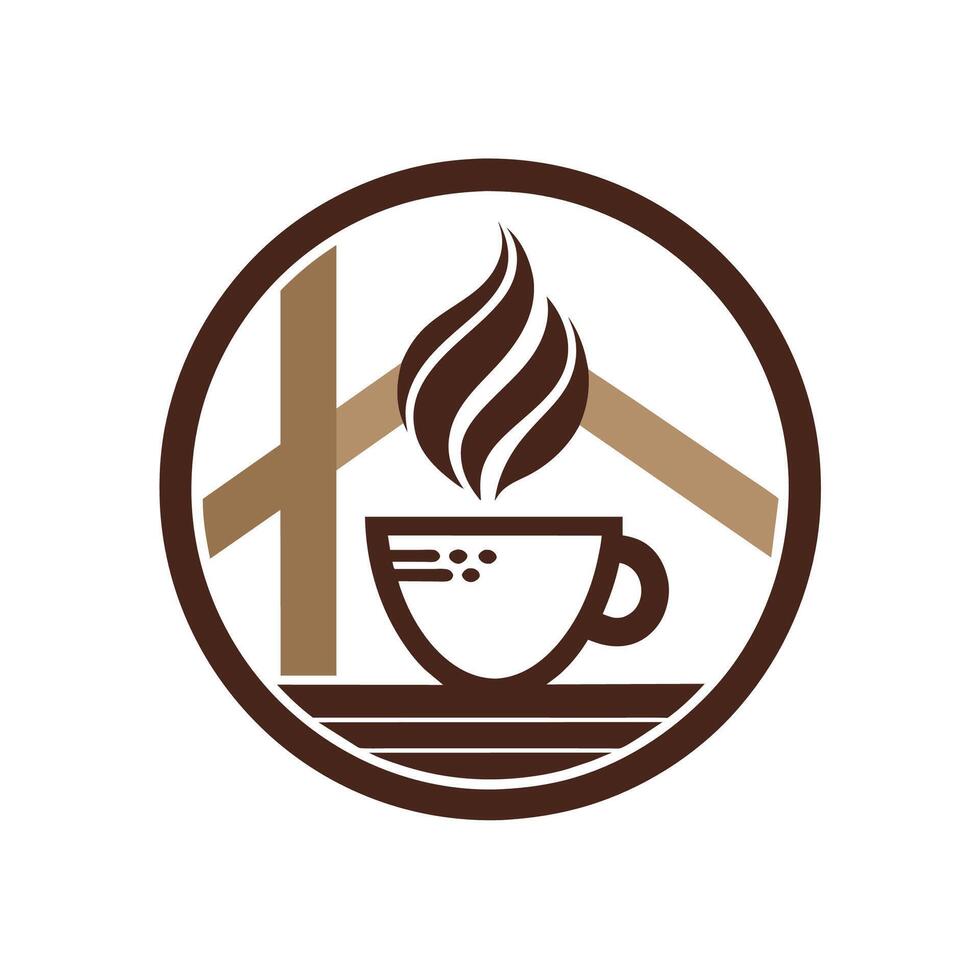uma copo do café com uma Cruz dentro a fundo, utilizando negativo espaço para uma único t logotipo projeto, usar negativo espaço para crio uma único logotipo para uma na moda cafeteria vetor