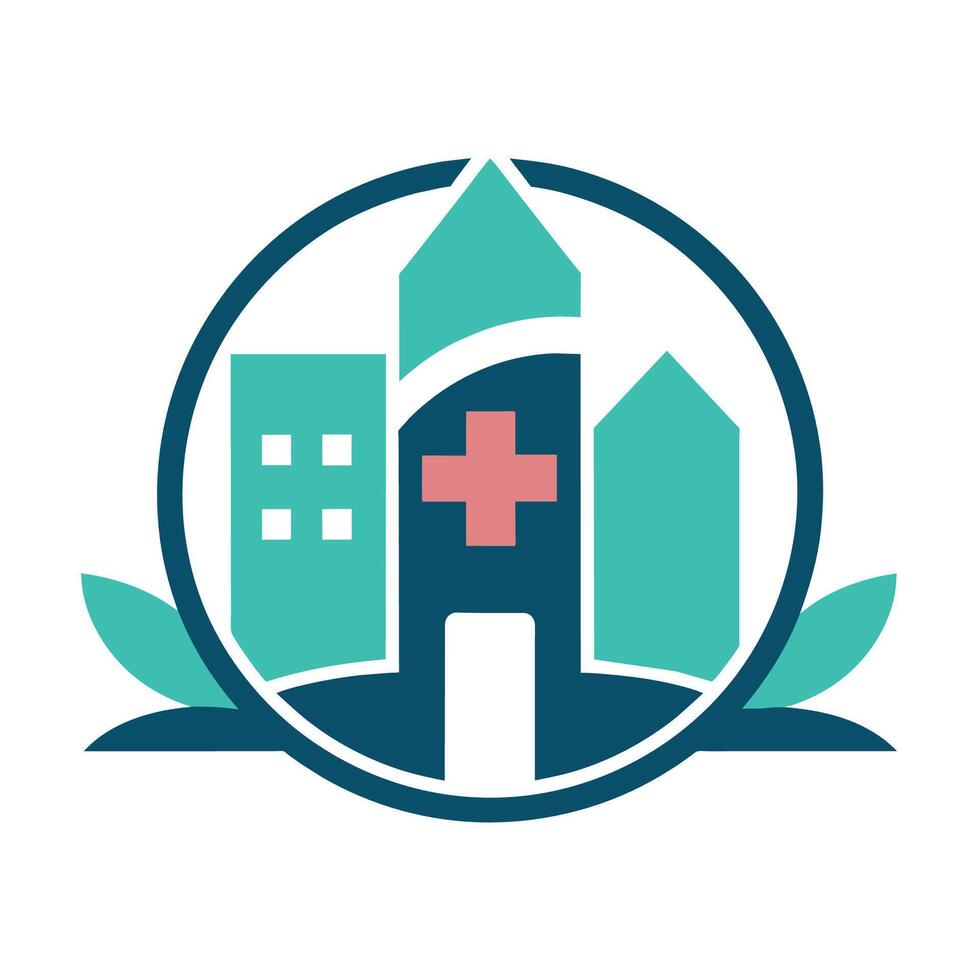 uma minimalista logotipo simbolizando uma hospitais comprometimento para conforto através lustroso Projeto e simplicidade, uma minimalista logotipo representando uma do hospital reconfortante atmosfera vetor