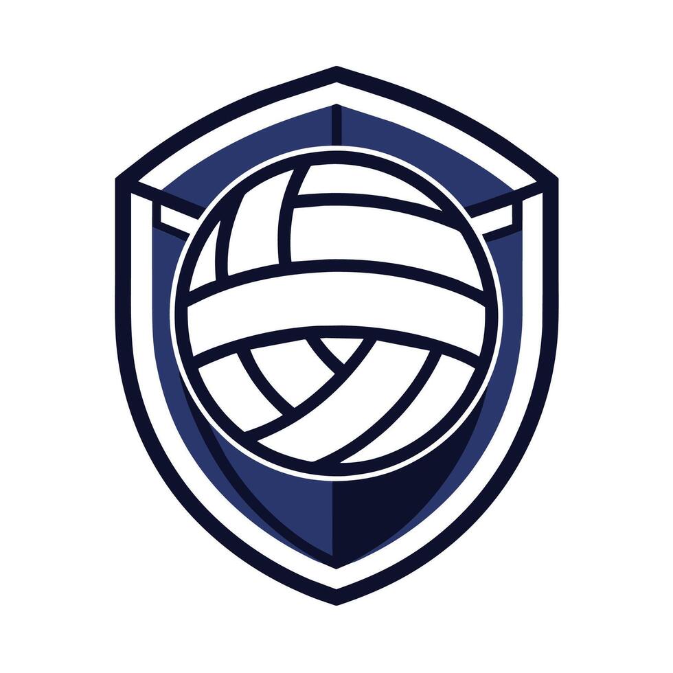 uma voleibol bola firmemente alojado dentro uma escudo emblema, ideal para uma voleibol equipe logotipo projeto, uma limpar, minimalista emblema para uma voleibol equipe, minimalista simples moderno logotipo Projeto vetor