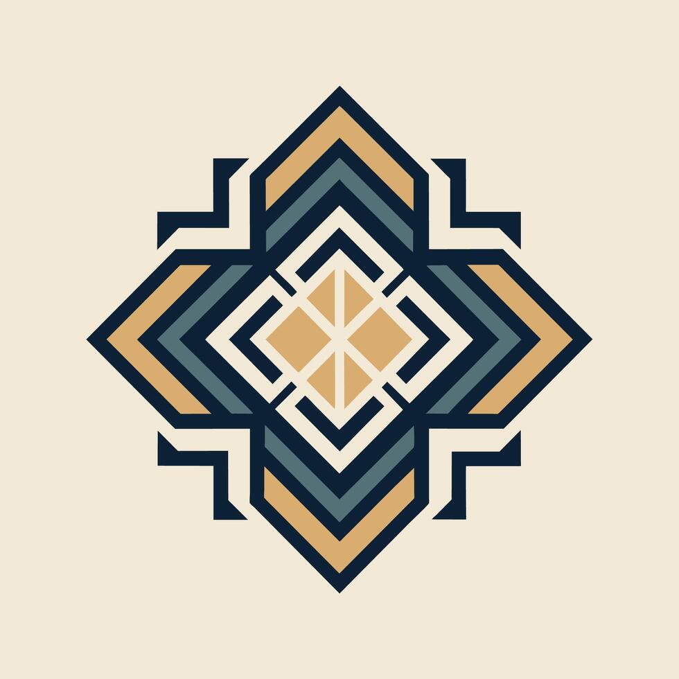 uma sofisticado logotipo Projeto apresentando geométrico formas dentro uma luxuoso ouro e azul cor esquema, uma minimalista logotipo Projeto incorporando negativo espaço para uma limpar \ limpo e sofisticado Veja vetor
