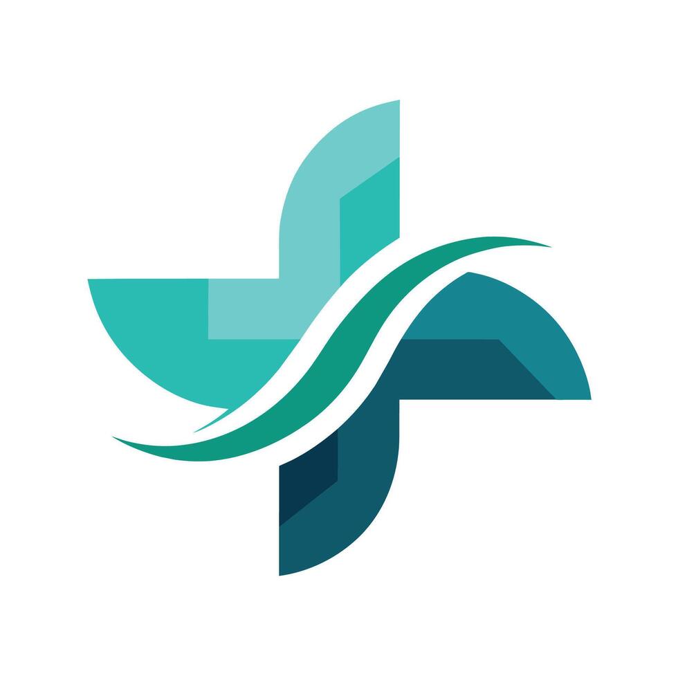 abstrato azul e verde logotipo projetado para uma médico empresa, exibindo uma lustroso e profissional estética, limpar \ limpo e lustroso logotipo apresentando a abstrato médico Cruz vetor