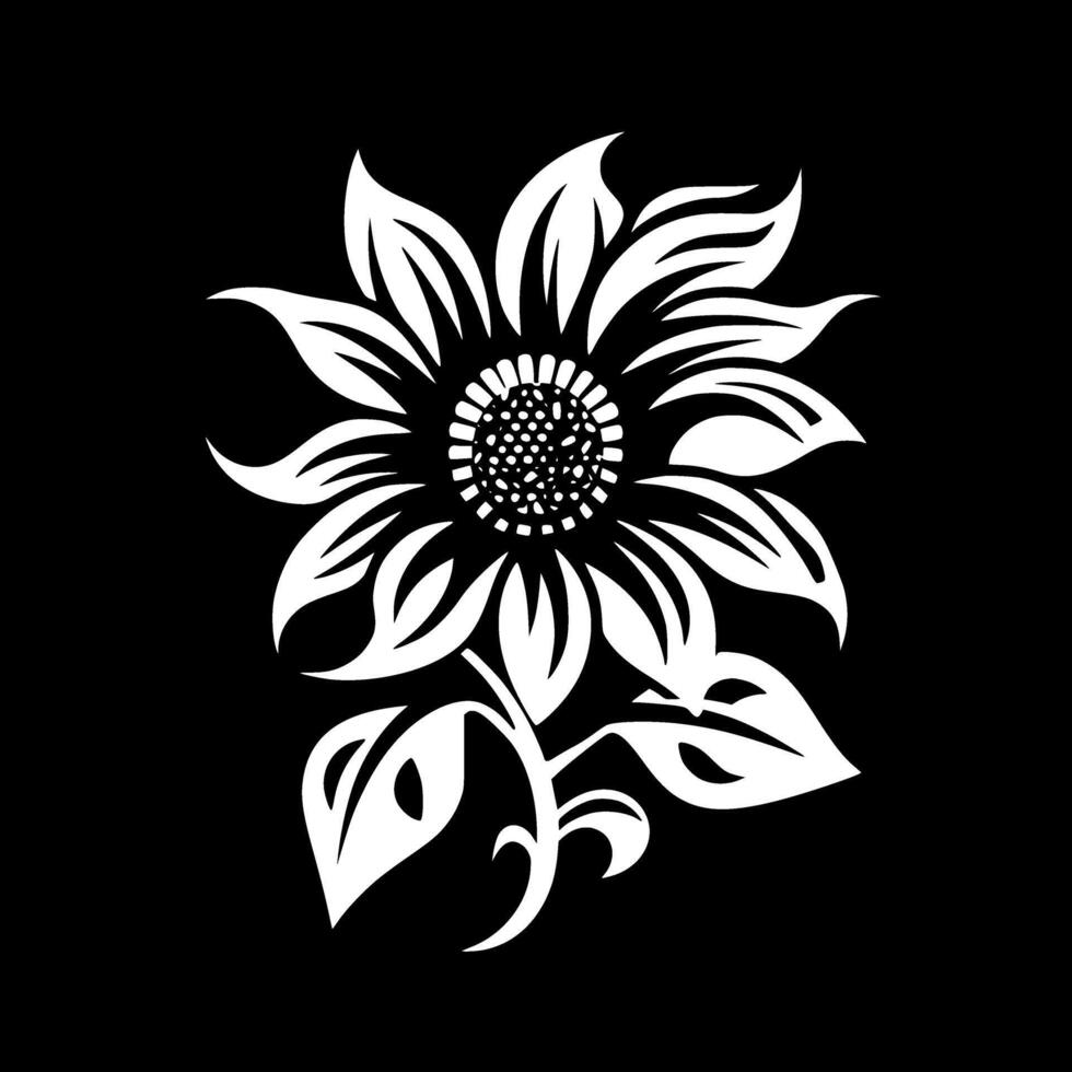 flor - Preto e branco isolado ícone - ilustração vetor