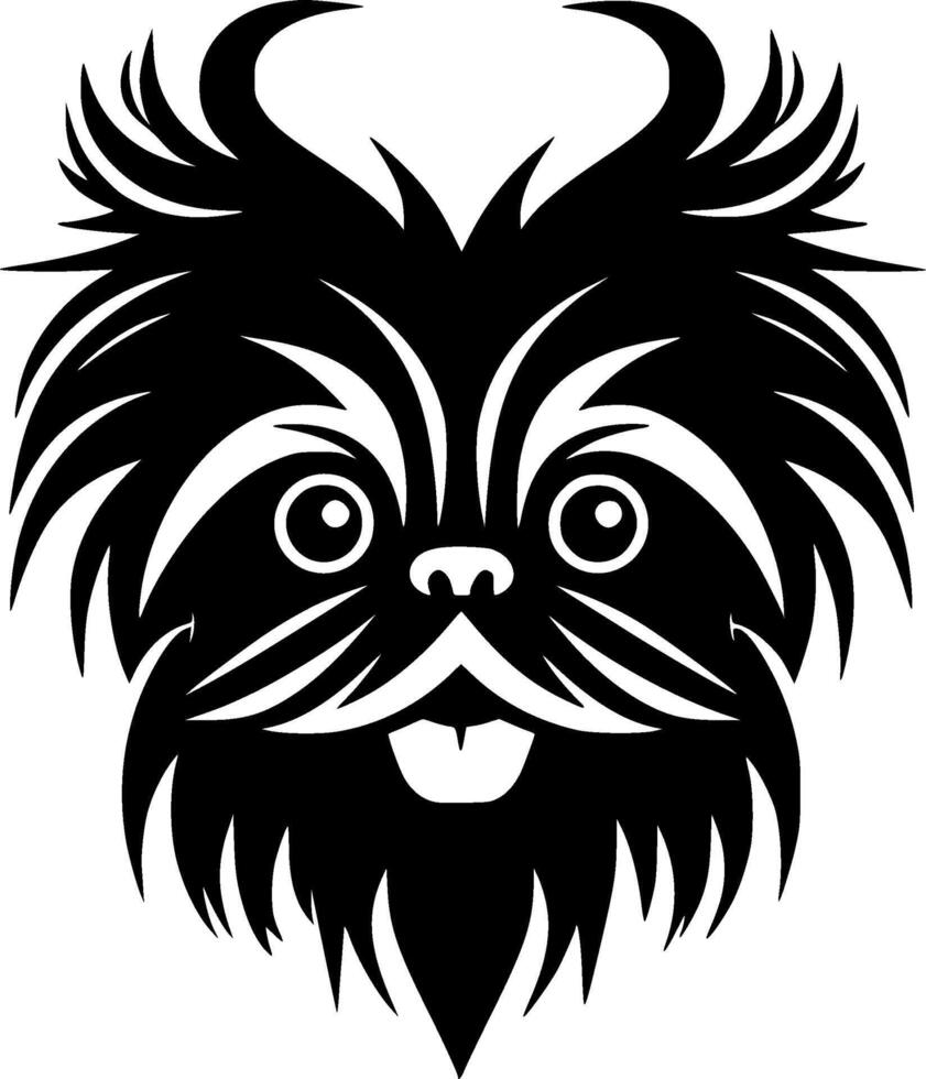 Affenpinscher - Preto e branco isolado ícone - ilustração vetor