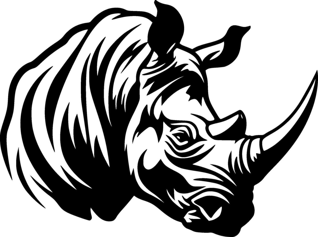 rinoceronte - Preto e branco isolado ícone - ilustração vetor