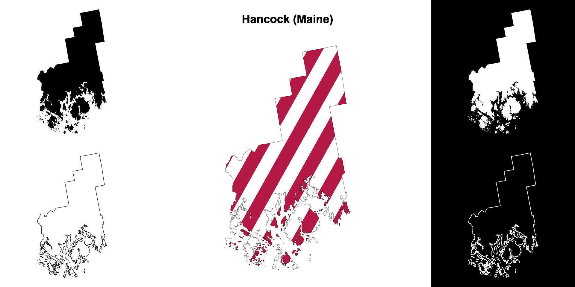 hancock condado, maine esboço mapa conjunto vetor